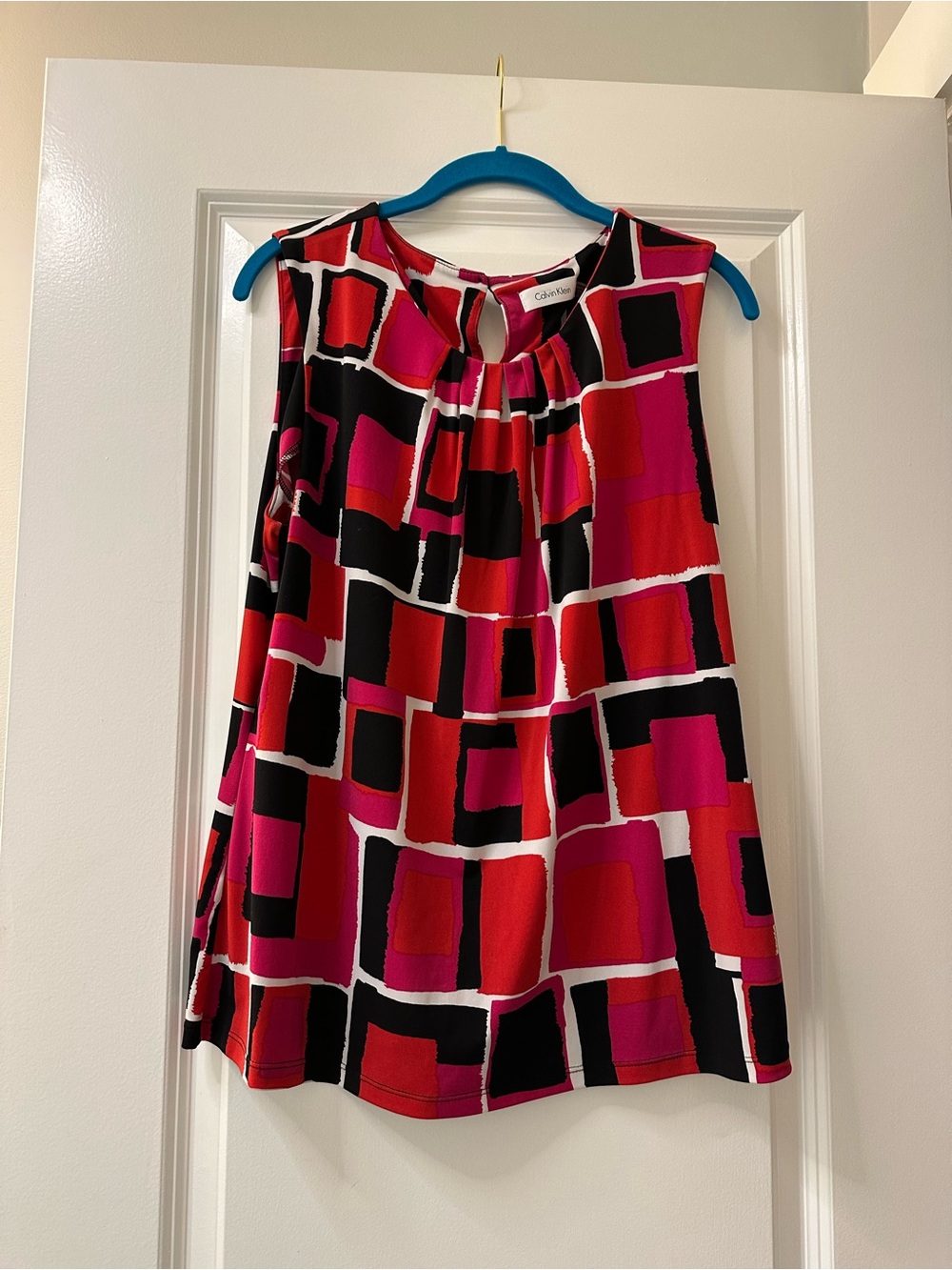 Calvin Klein Red, Pink & Black Geometric Sleeveless Camisole